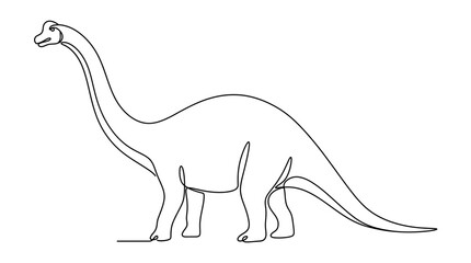 Brachiosaurus Dinosaur Minimalist Continuous One Line Art Drawing © Akhsan