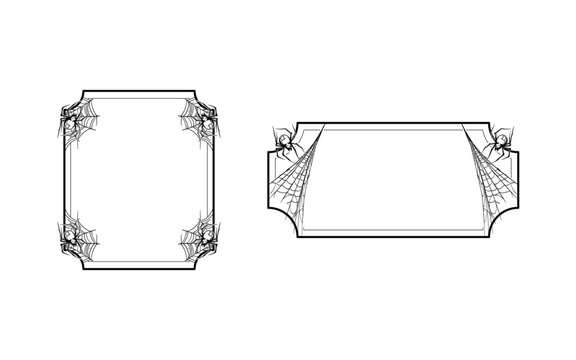 Black and White Spiderweb Frame Set Graphic Illustration