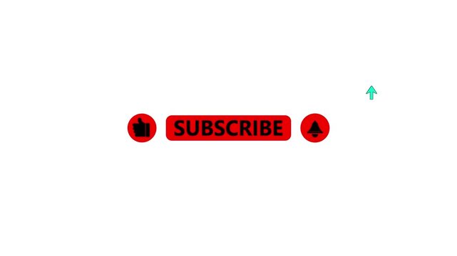 A red subscribe button with a green upward arrow and a red like button and a black bell for notifications on a clean white background