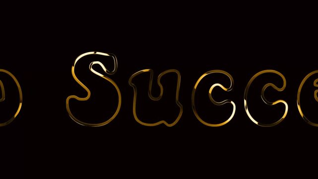 looping text animation luxury gold success on the green screen background