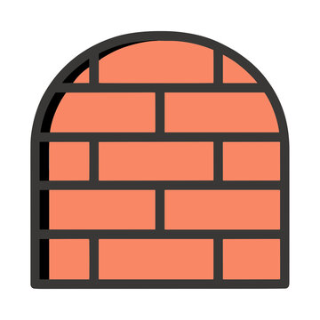 Brick wall arch icon