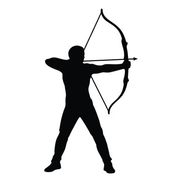 silhouette of a person holding a bow and arrow