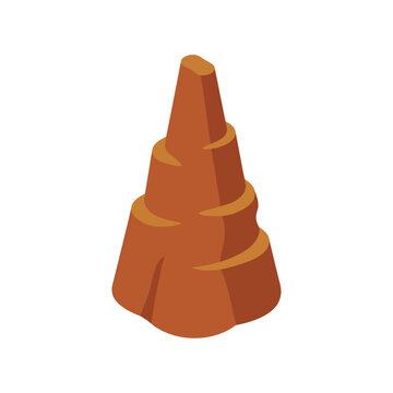 Isometric Vector Illustration of a Brown Rock Mountain Peak for Game Design