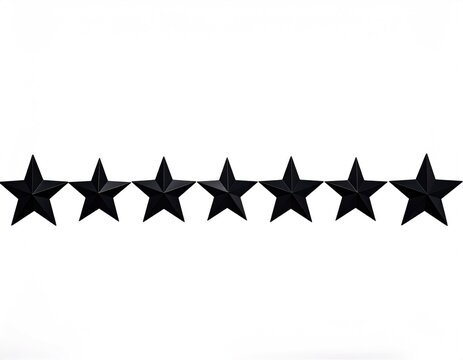 Seven identical black stars arranged horizontally against a white background