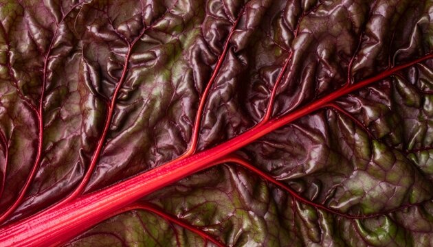 Red Swiss Chard Leaf Macro Vein Pattern