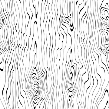 Seamless wood texture, wood plank, black lines on white background, vector design