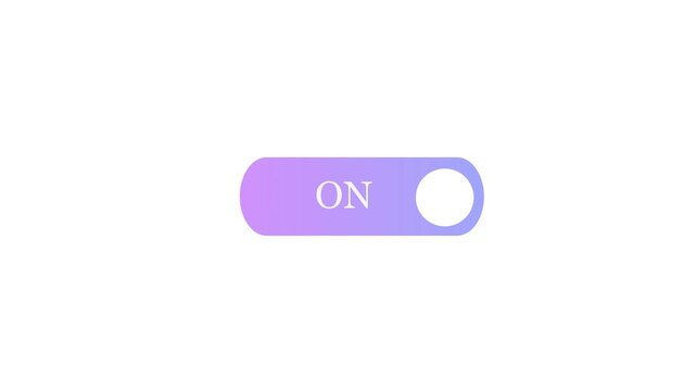 ON Toggle Switch Button Animation, Purple Blue Gradient Slider Turning On, User Interface UI UX Element Motion Graphics