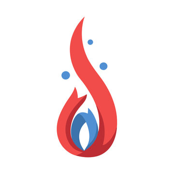 Abstract Red and Blue Flame Icon