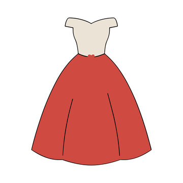 Red and beige dress with heart detail