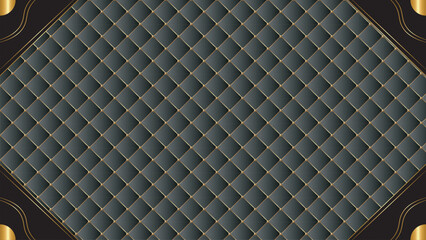 Obraz premium Luxury dark teal quilted leather texture with gold studs and elegant frame