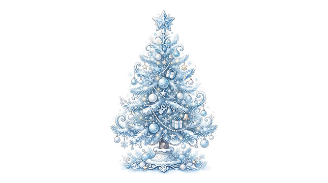Blue pixel art christmas tree with lights