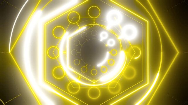 Dynamic 3d render of a luminous yellow audio visualizer for music videos and creative presentations, 4k.