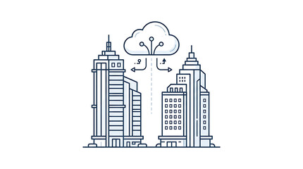 Obraz premium Modern buildings with cloud illustration
