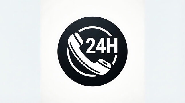 Minimalist logo with 24h clock design