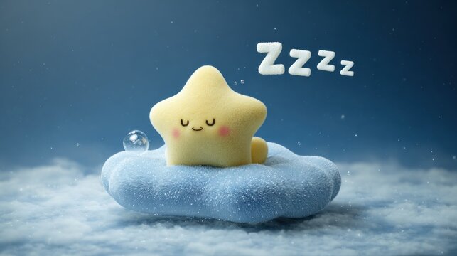 Cute star sleeping on a cloud (1)