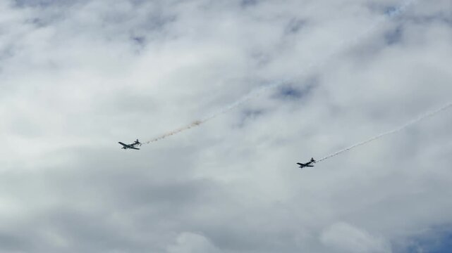 Aerobatic Propeller Planes Performing Stunts at Pacific Airshow Gold Coast