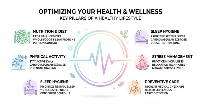 Healthy lifestyle pillars infographic design
