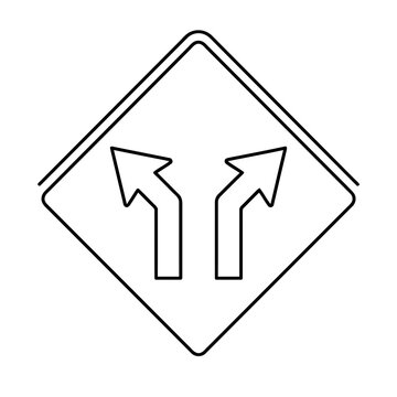 Road sign with two arrows pointing in different directions