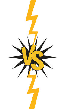 Versus Vs Comic Book Style Vector for Battle Fight and Competition Comparison Analysis with Lightning Bolts and Explosion Burst