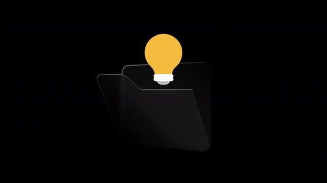 Light Bulb Revealed From Folder on Transparent Background, Seamless Loop