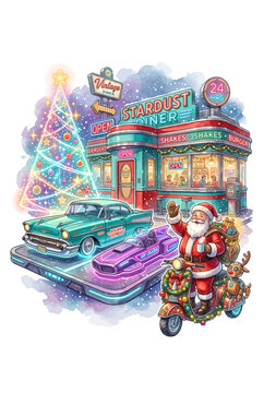 Grand Cyberpunk Neon & Retro Santa Panorama Vignette.svg
