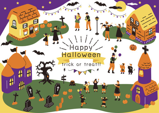 ハロウィンを楽しむ人達