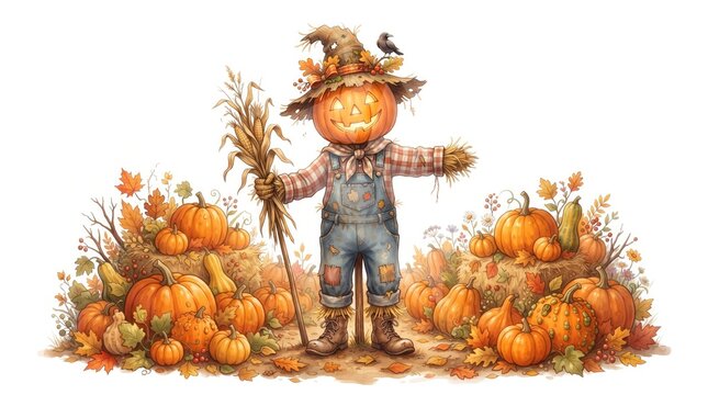 scarecrow and pumpkin