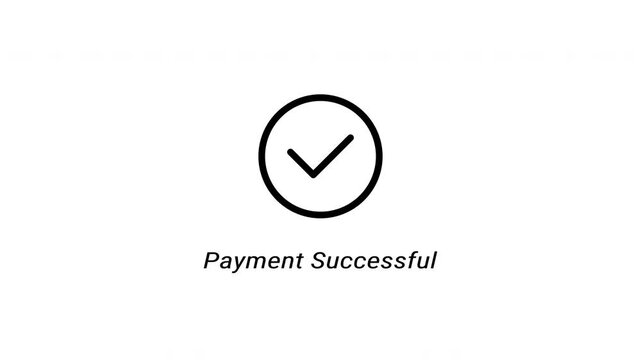 Simple black line circle checkmark icon for payment success message. Modern graphic suitable for websites, apps, presentations, and business documents.4K video