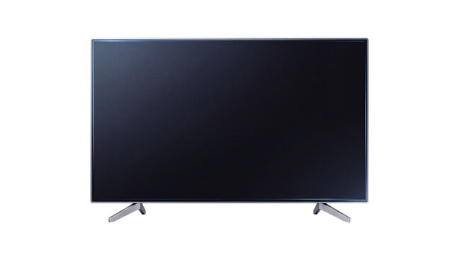 Modern flat screen television with dark screen png on transparent background