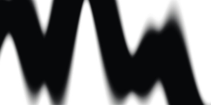 Abstract black wave pattern with soft blur effect, minimalist jagged line vector, modern dark geometric shape on white background
