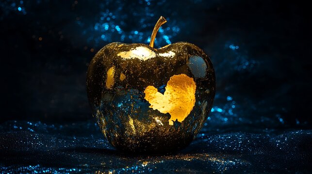 Illuminated decaying apple
