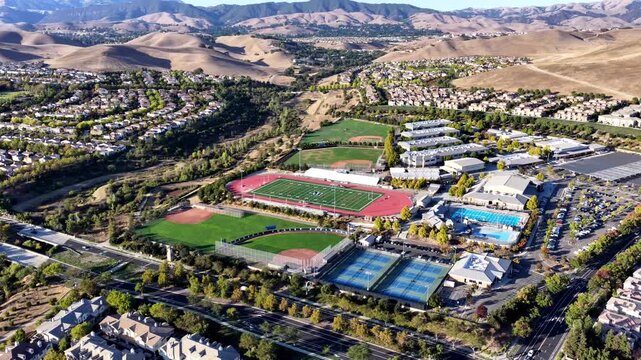 Aerial view of San Ramon, California at Sunset
