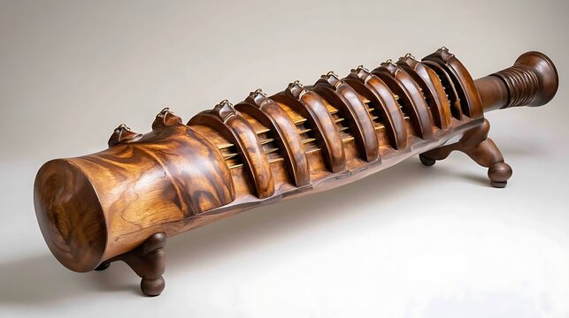 Intricate carved wooden artifact