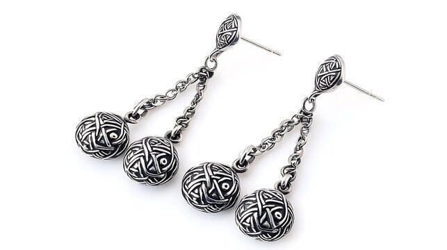 Intricate metal ball earrings