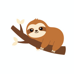 Obraz premium Cute sloth hanging on tree branch