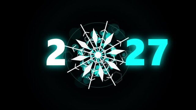 Modern digital snowflake design featuring year twenty twenty seven