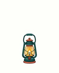 Obraz premium Embroidered Retro Camping Lantern With Warm Glow