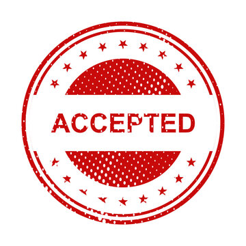 Red accepted circular stamp with checkmark illustration