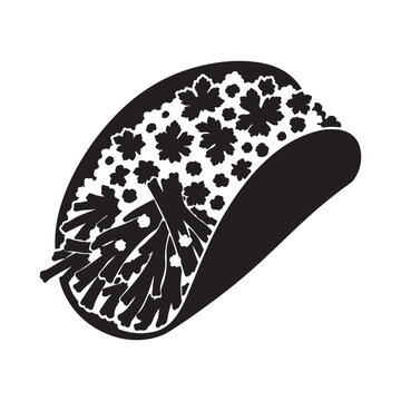 Chicken Shawarma Wrap Silhouette Vector, Loaded Chicken Kebab Taco with Salad and Sauce