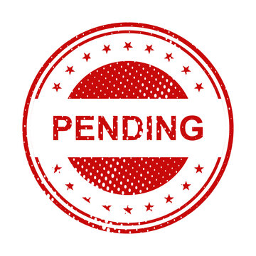 Red pending approval stamp with dotted border illustration