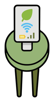 Smart plant monitor sensor top down view vector illu.... Generative AI