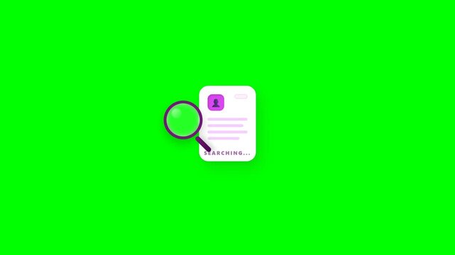 Green screen 3D claymorphism resume searching document animation for chroma key
