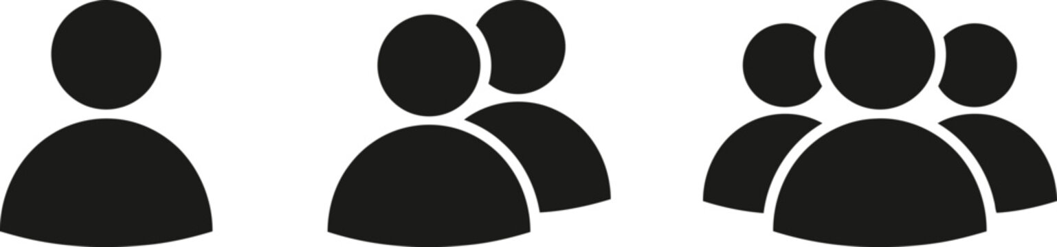 Set of black people group icons for user and profile interface
