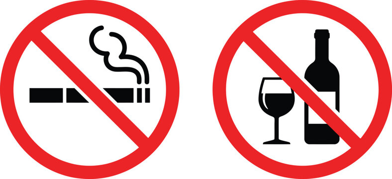 No smoking and no alcohol prohibition signs