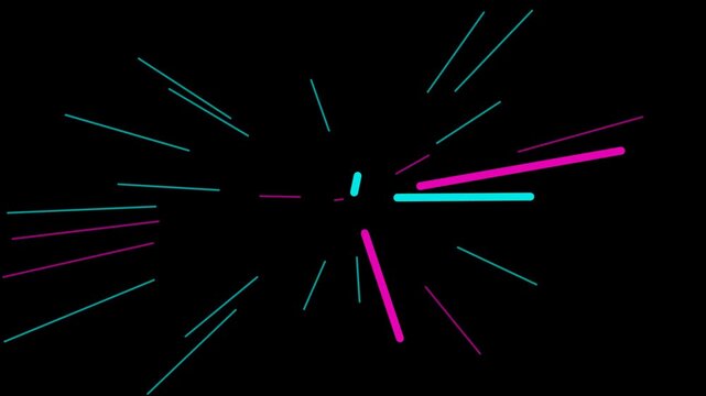Cinematic visual effect (VFX) footage showcasing a fast-paced hyperspace warp speed jump and cosmic light tunnel through deep space, set against a solid black background