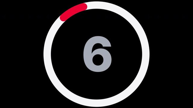 Digital Circles with Even Numbers and Red Circular Progress Bar on Transparent Background. Ideal for Intros and Event Openers.