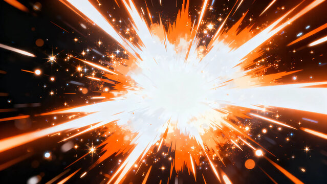 Dynamic Orange Explosion and Flash Light Speed Energy Background