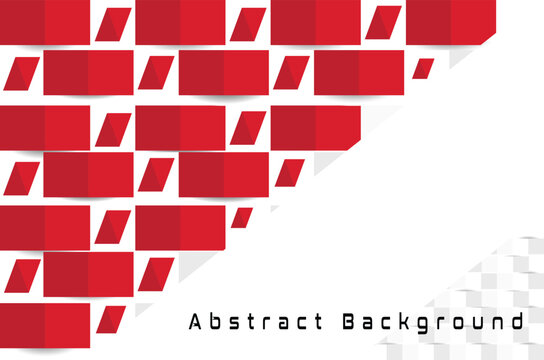 Abstract Red and White Geometric Rectangular Pattern Vector Background with Copy Space