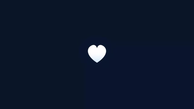Minimalist white heart symbol centered on dark blue background for romantic and health healthcare concepts and social media like button icon