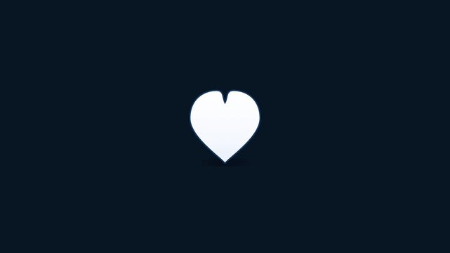 Simple white organic heart shape centered on dark background symbolizing love health or botanical growth seed concept